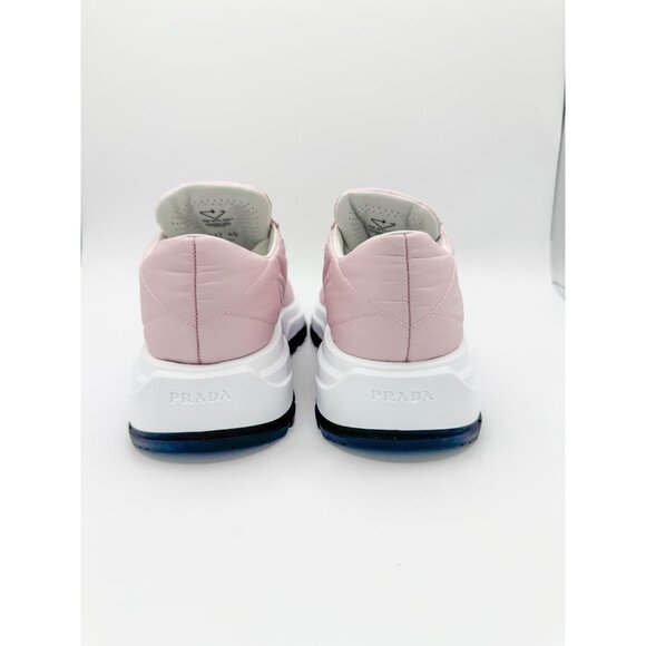 Prada Re-Nylon Piuma Metal Triangle Logo Quilted 45mm Sneakers 40 Alabastro - Picture 6 of 11